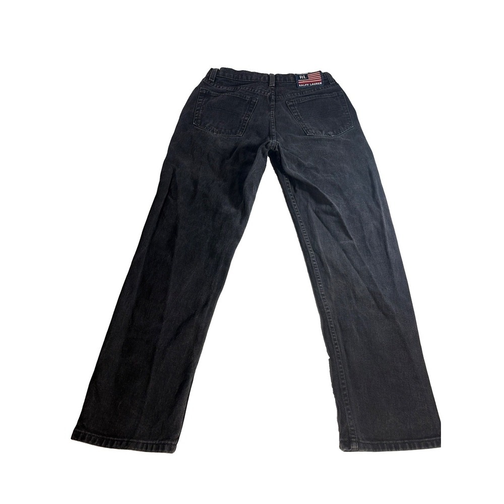 Vintage Polo Jeans Ralph Lauren Womens 28x28 Black Classic Straight Flag Y2K